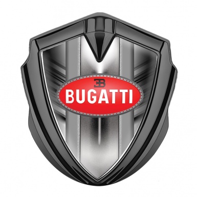 Bugatti Bodyside Domed Emblem Graphite Striped Frame Classic Oval Logo