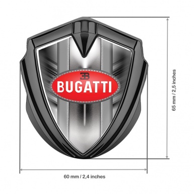 Bugatti Bodyside Domed Emblem Graphite Striped Frame Classic Oval Logo
