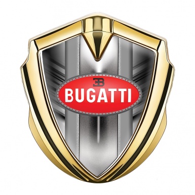 Bugatti Bodyside Domed Emblem Gold Striped Frame Classic Oval Logo