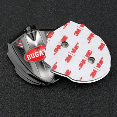 Bugatti Emblem Metal Badge Graphite Red Fragments Perforated Frame