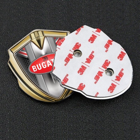 Bugatti Emblem Metal Badge Gold Red Fragments Perforated Frame