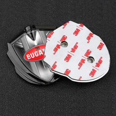 Bugatti 3d Emblem Badge Graphite Grey Fragments Perforated Frame