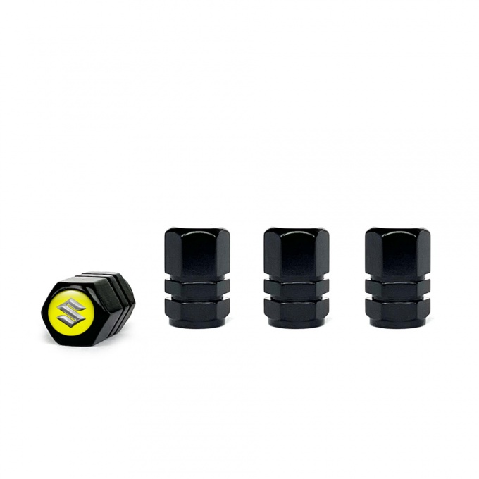 Suzuki Valve Steam Caps Black 4 pcs Yellow