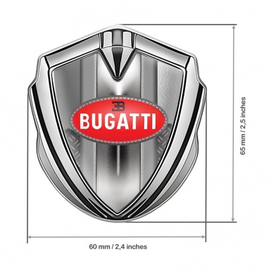 Bugatti Silicon Emblem Badge Silver Treadplate Frame Classic Oval Logo