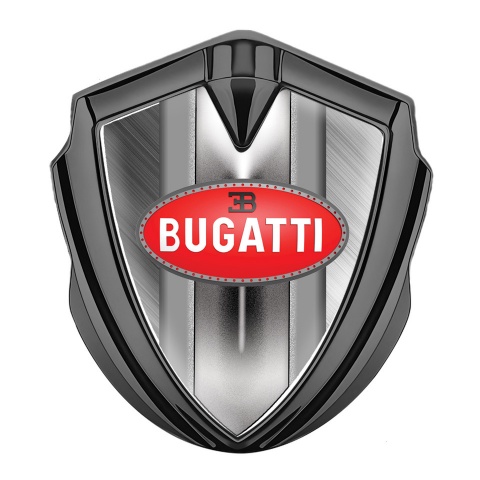 Bugatti Emblem Car Badge Graphite Brushed Frame Classic Oval Logo