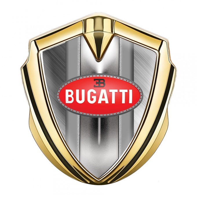 Bugatti Emblem Car Badge Gold Brushed Frame Classic Oval Logo
