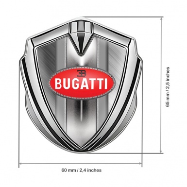 Bugatti Emblem Car Badge Silver Brushed Frame Classic Oval Logo