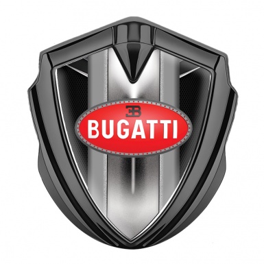 Bugatti Emblem Silicon Badge Graphite Black Fishnet Classic Red Logo