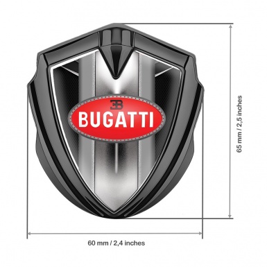 Bugatti Emblem Silicon Badge Graphite Black Fishnet Classic Red Logo