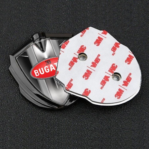 Bugatti Emblem Silicon Badge Graphite Black Fishnet Classic Red Logo