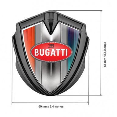 Bugatti Metal Domed Emblem Graphite Multicolor Frame Classic Red Logo