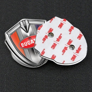 Bugatti Metal Domed Emblem Silver Multicolor Frame Classic Red Logo