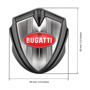 Bugatti Badge Self Adhesive Graphite Polished Metal Classic Red Logo