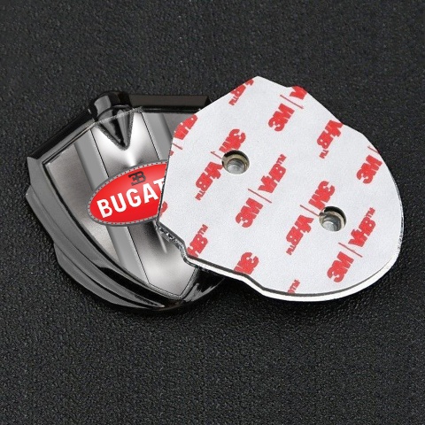 Bugatti Badge Self Adhesive Graphite Polished Metal Classic Red Logo