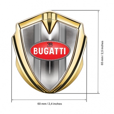 Bugatti Badge Self Adhesive Gold Polished Metal Classic Red Logo