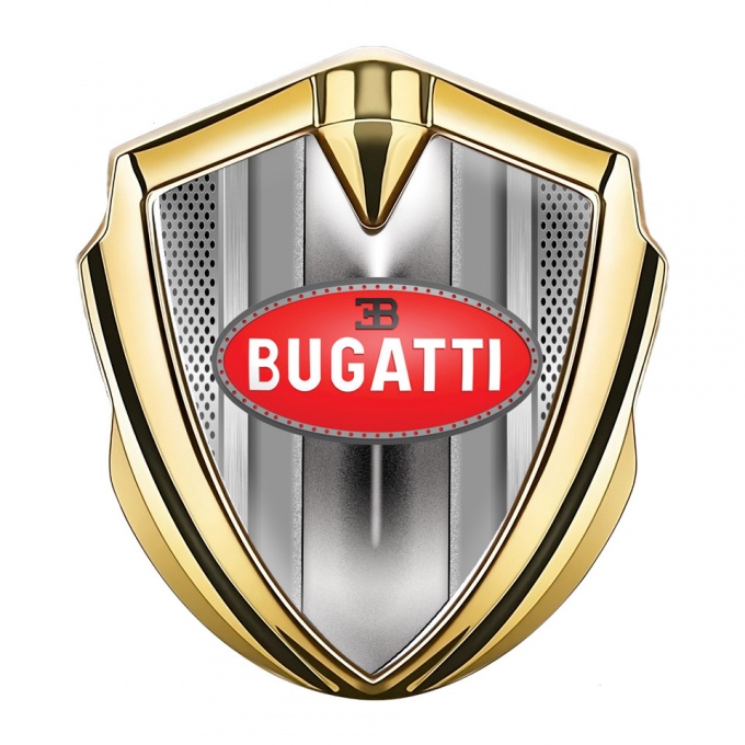 Bugatti Emblem Badge Self Adhesive Gold Light Grate Classic Red Logo