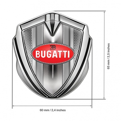 Bugatti Emblem Badge Self Adhesive Silver Light Grate Classic Red Logo