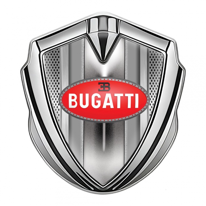 Bugatti Emblem Badge Self Adhesive Silver Light Grate Classic Red Logo