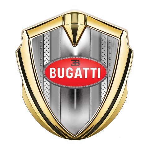 Bugatti Emblem Fender Badge Gold Rivet Frame Classic Red Logo