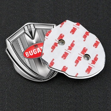 Bugatti Emblem Fender Badge Silver Rivet Frame Classic Red Logo