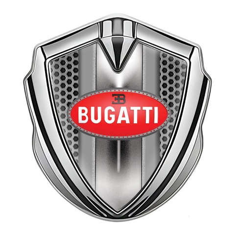 Bugatti Fender Emblem Badge Silver Honeycomb Classic Logo Edition