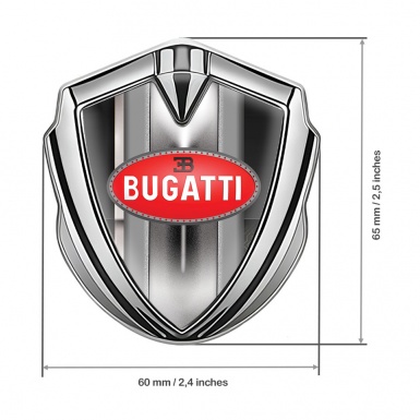 Bugatti Emblem Trunk Badge Silver White Stripe Classic Logo Design