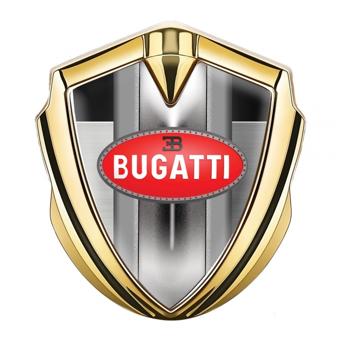 Bugatti Emblem Self Adhesive Gold Polished Panel Classic Red Logo