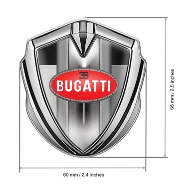 Bugatti Emblem Self Adhesive Silver Polished Panel Classic Red Logo