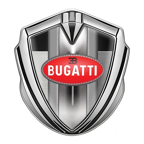 Bugatti Emblem Self Adhesive Silver Polished Panel Classic Red Logo