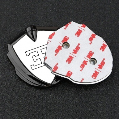 Bugatti Metal Emblem Badge Graphite White Print Outline Logo Design