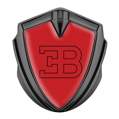 Bugatti Domed Emblem Badge Graphite Red Print Outline Logo Design