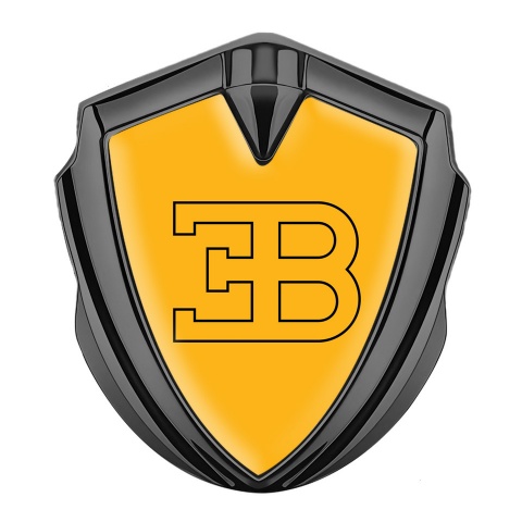 Bugatti Emblem Ornament Badge Graphite Yellow Print Outline Logo Design
