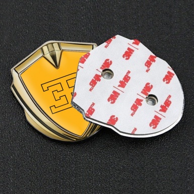Bugatti Emblem Ornament Badge Gold Yellow Print Outline Logo Design