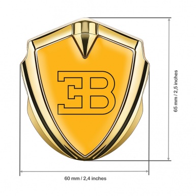 Bugatti Emblem Ornament Badge Gold Yellow Print Outline Logo Design