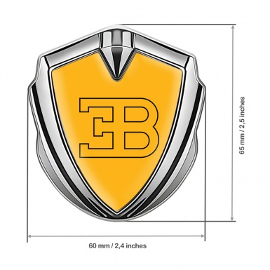 Bugatti Emblem Ornament Badge Silver Yellow Print Outline Logo Design