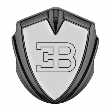Bugatti 3d Emblem Badge Graphite Grey Background Outline Logo Edition