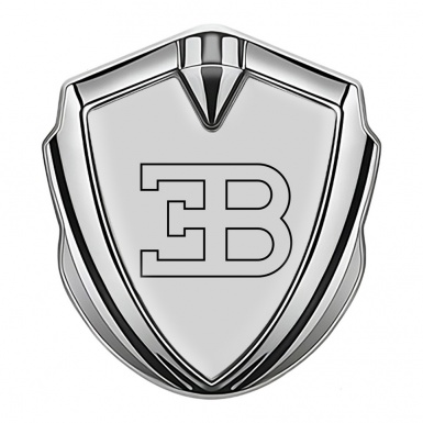 Bugatti 3d Emblem Badge Silver Grey Background Outline Logo Edition