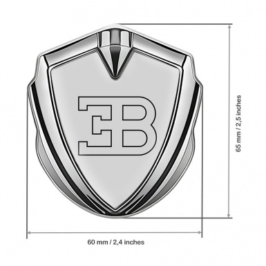 Bugatti 3d Emblem Badge Silver Grey Background Outline Logo Edition