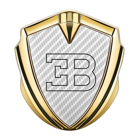 Bugatti Silicon Emblem Badge Gold White Carbon Outline Logo Design