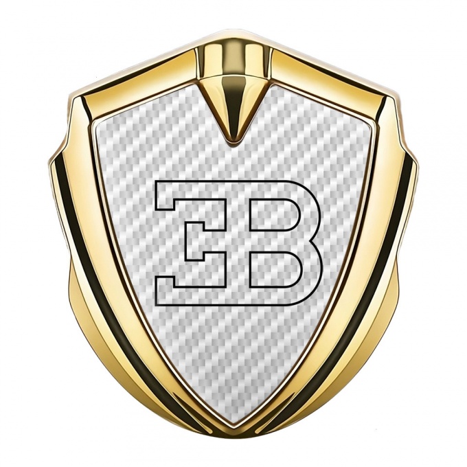 Bugatti Silicon Emblem Badge Gold White Carbon Outline Logo Design