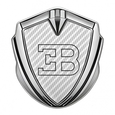 Bugatti Silicon Emblem Badge Silver White Carbon Outline Logo Design