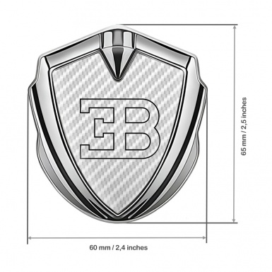 Bugatti Silicon Emblem Badge Silver White Carbon Outline Logo Design