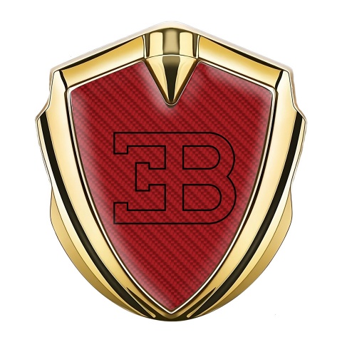 Bugatti Emblem Car Badge Gold Red Carbon Outline Logo Design