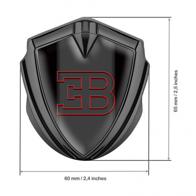 Bugatti Emblem Silicon Badge Graphite Black Base Red Outline Logo