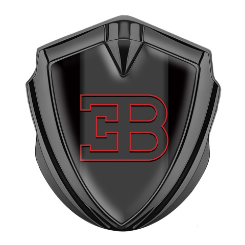 Bugatti Emblem Silicon Badge Graphite Black Base Red Outline Logo