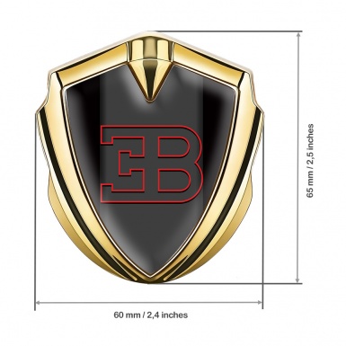 Bugatti Emblem Silicon Badge Gold Black Base Red Outline Logo