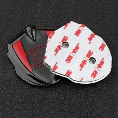 Bugatti Emblem Badge Self Adhesive Graphite Crimson Base Red Outline Logo