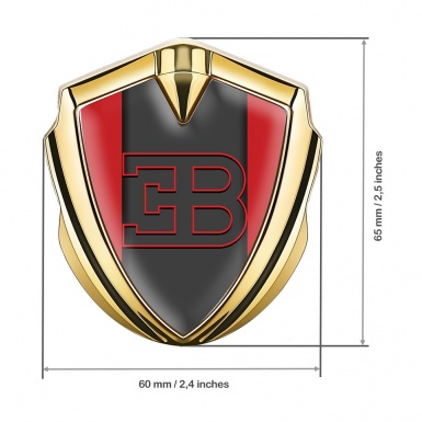 Bugatti Emblem Badge Self Adhesive Gold Crimson Base Red Outline Logo