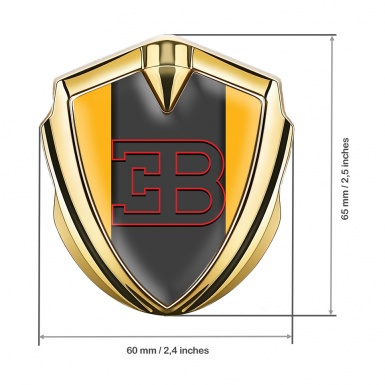 Bugatti Emblem Fender Badge Gold Yellow Print Red Outline Edition