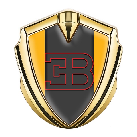 Bugatti Emblem Fender Badge Gold Yellow Print Red Outline Edition